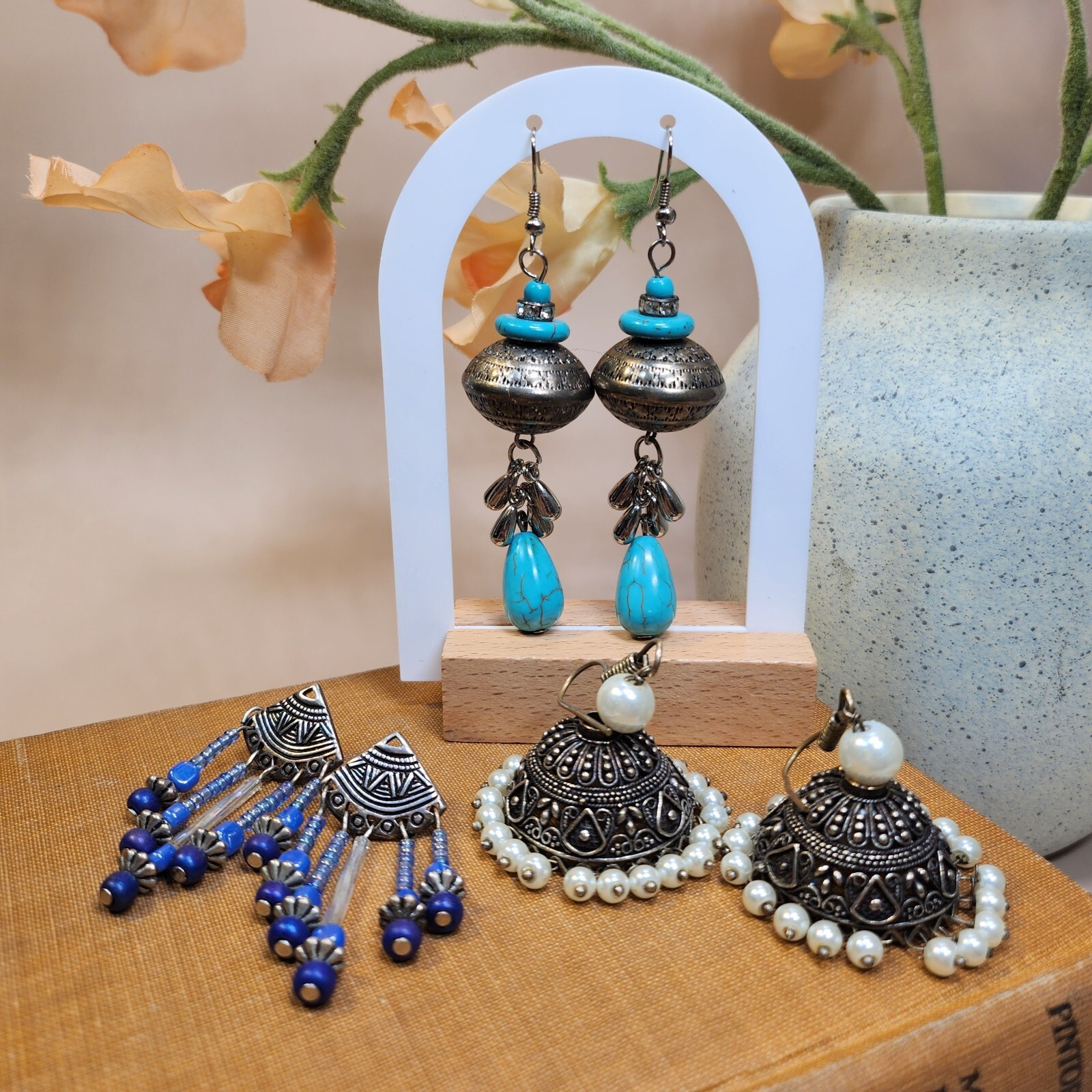 Vintage Chandelier Pierced Earrings Fashion Jewelry Lot of 3