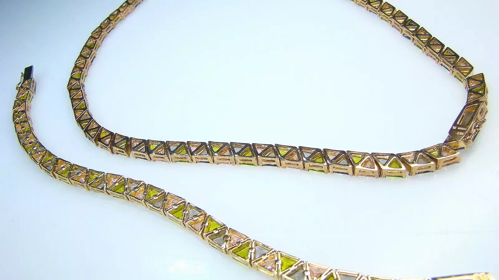 Nice Ross Simons Sterling w Gold Overlay Pastel Jeweled Necklace & Bracelet Set