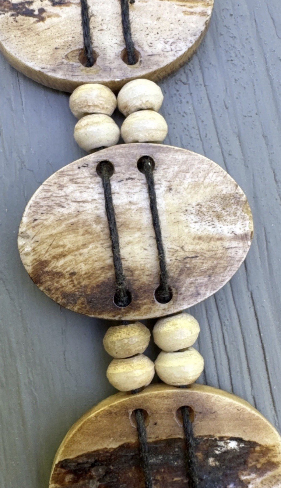 VTG Egyptian Theme Hand Carved Yak Bone Bracelet 5 Symbols/Tibetan Artisans Made