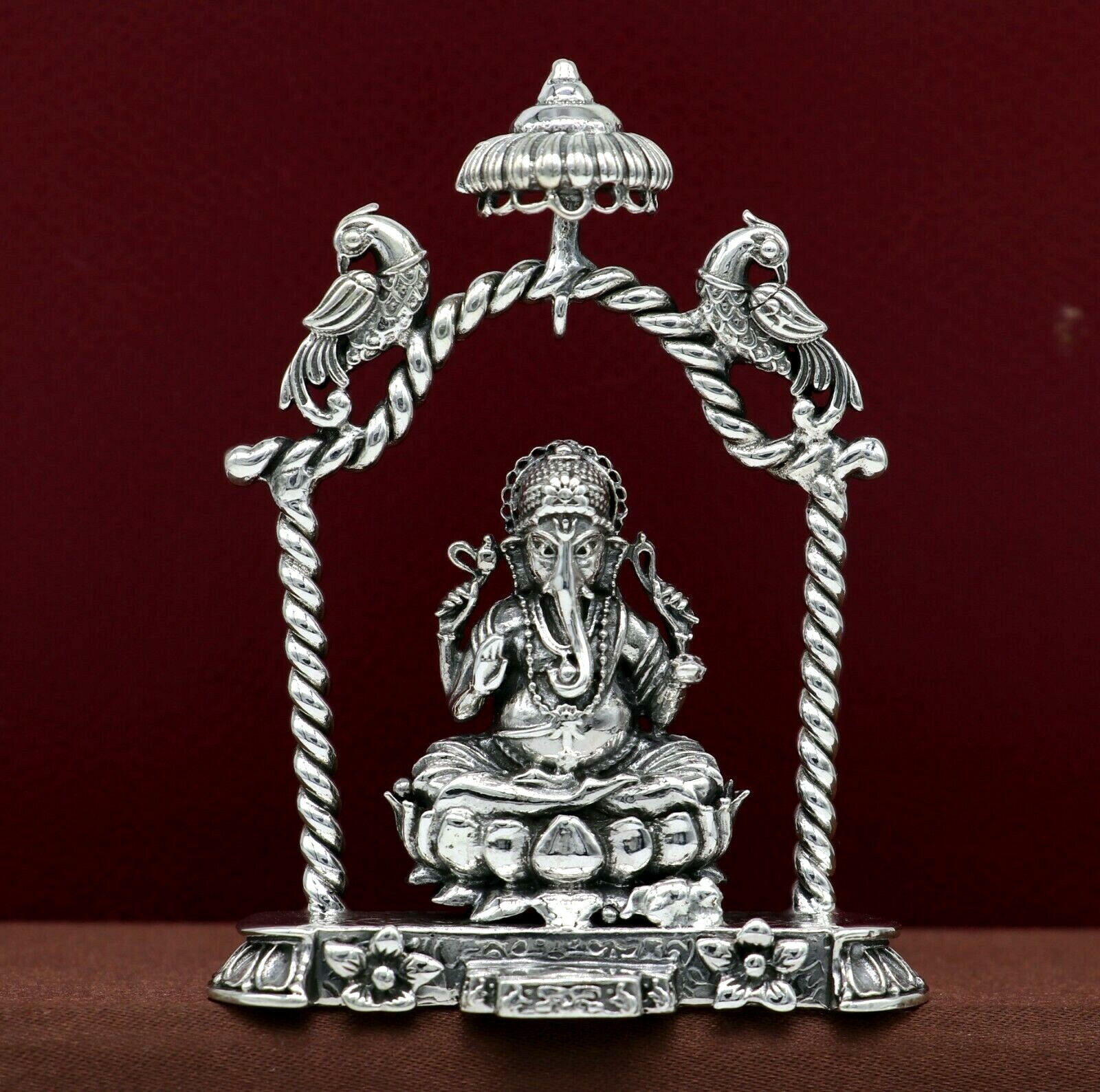 925 pure silver God Ganesha statue, figurine, puja article home temple art05