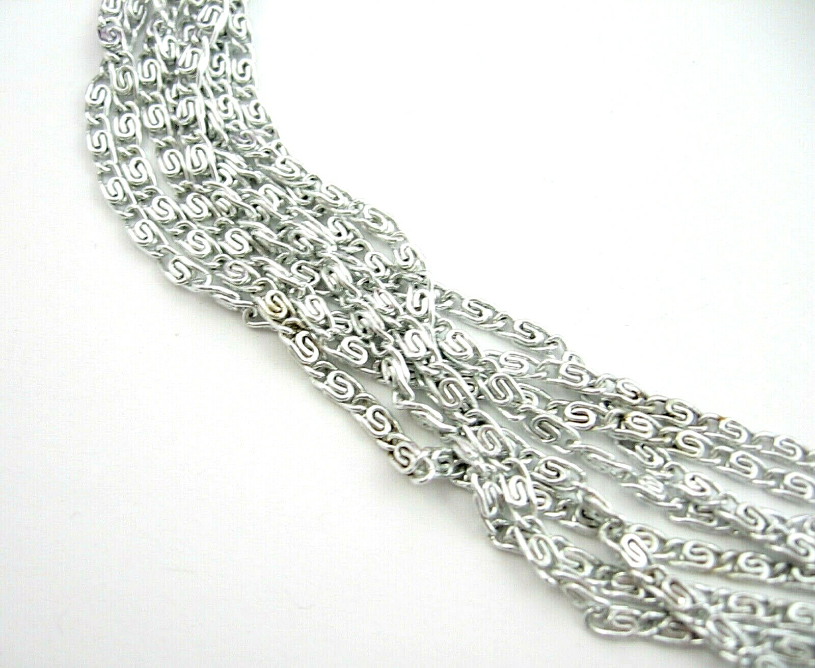 Sarah Coventry SILVERY CASCADE Multi 8 Strand NECKLACE Vintage Silvertone 16″