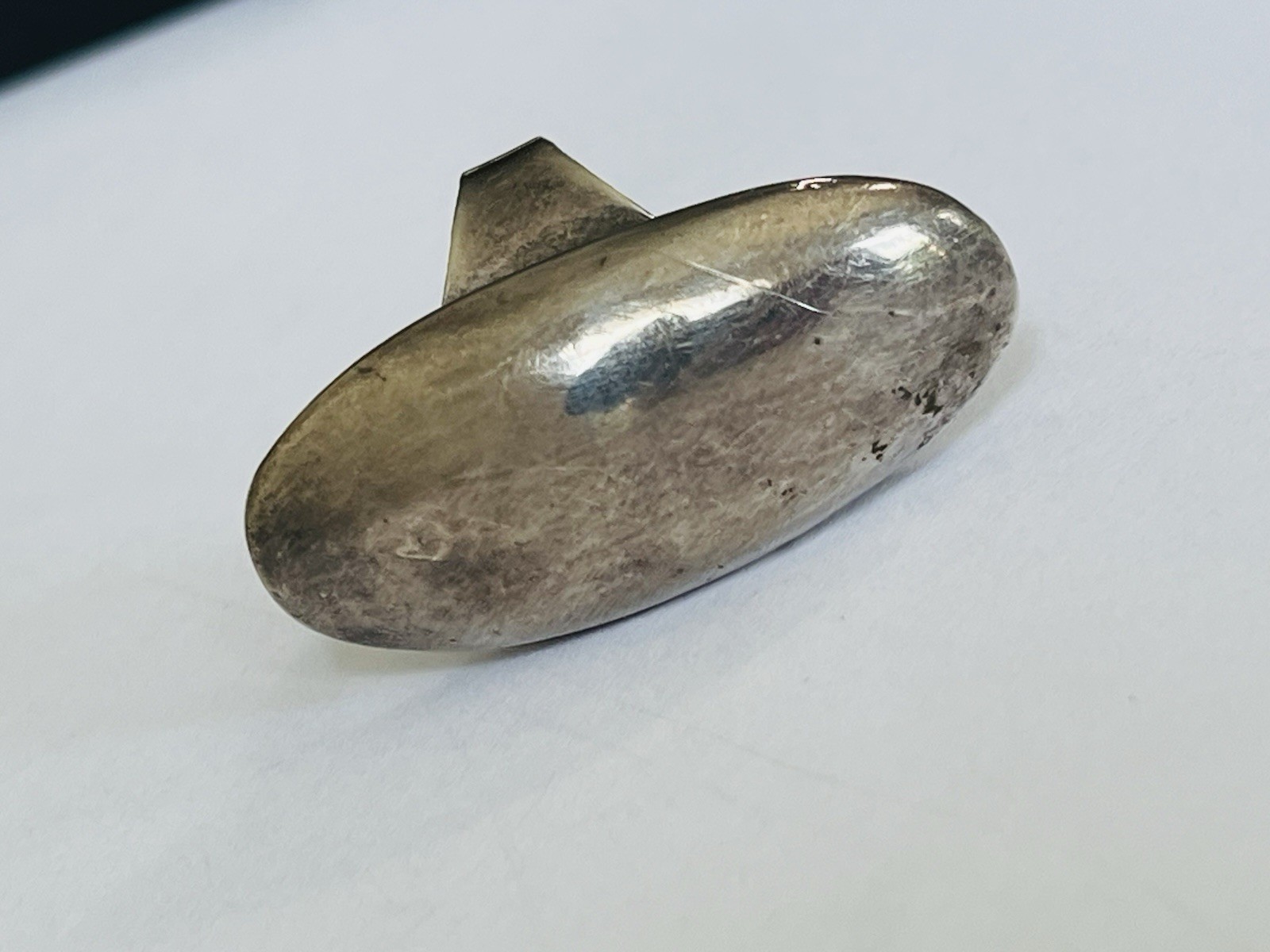 Vintage Sterling Silver Modernist Bold Elongated Dome Ring Size 6 Adjustable
