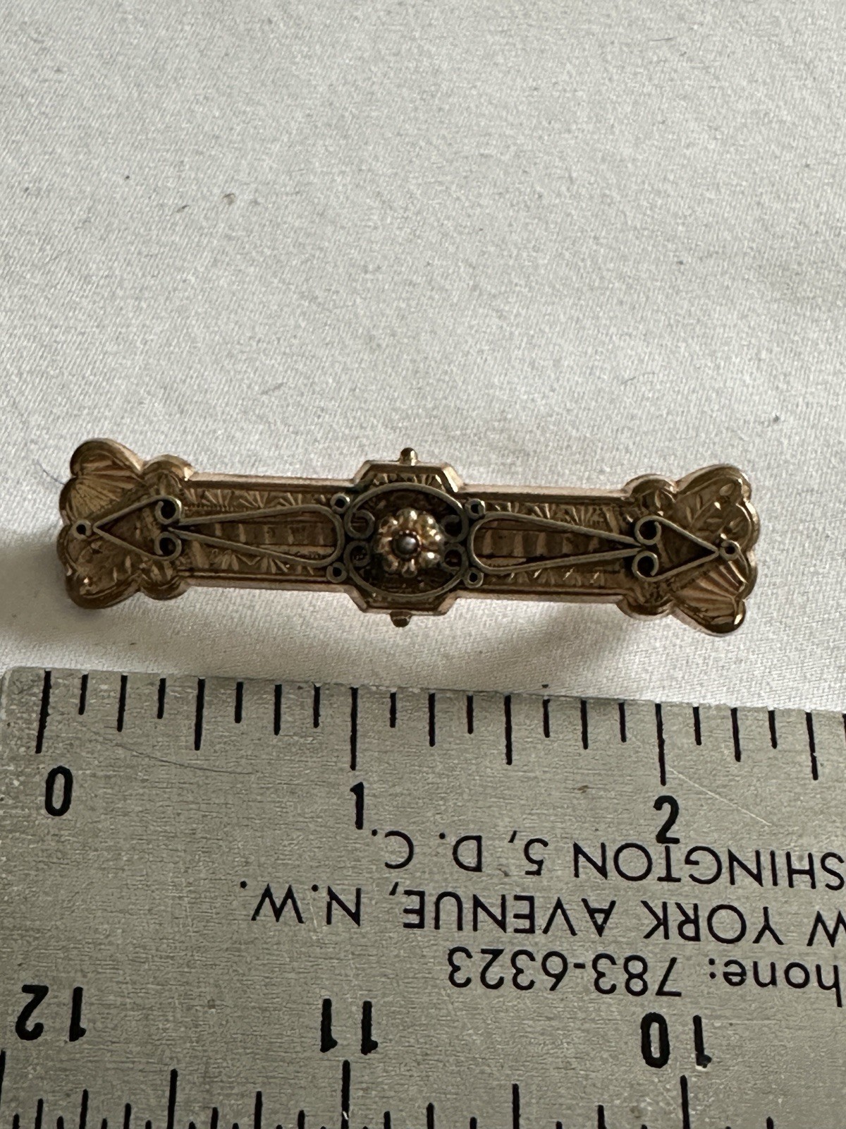 Antique Victorian Gold Filled Etched Bar Brooch Pin