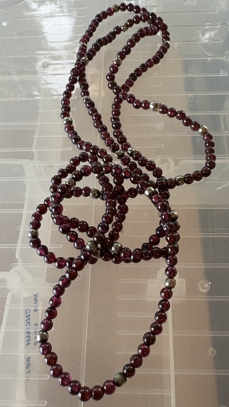 Vintage Garnet Small Beads Beaded Necklace 36”