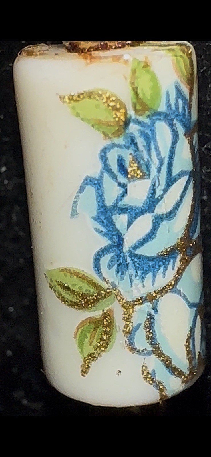 Vintage Japanese Tensha Blue Rose Porcelain Heart Necklace With Match Bracelet