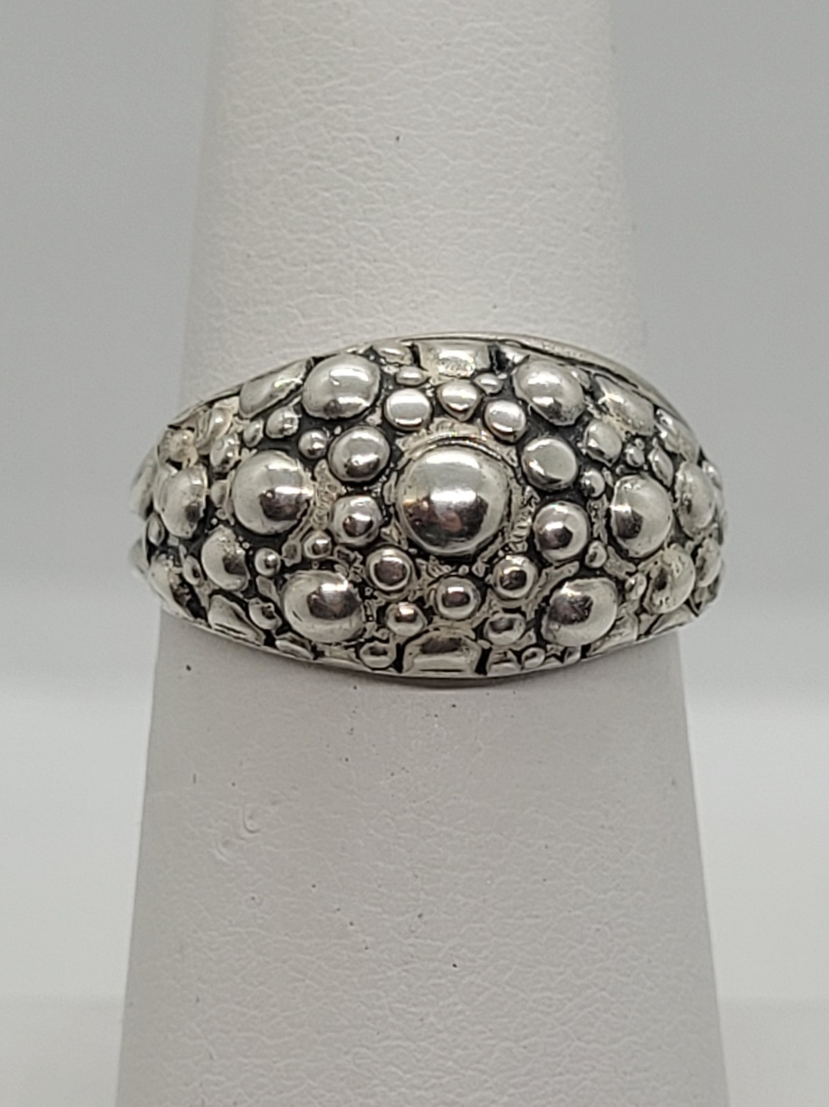 Vintage Sterling Silver Ring Sz 6 Adjustable Bubble Granulation Textured Beau