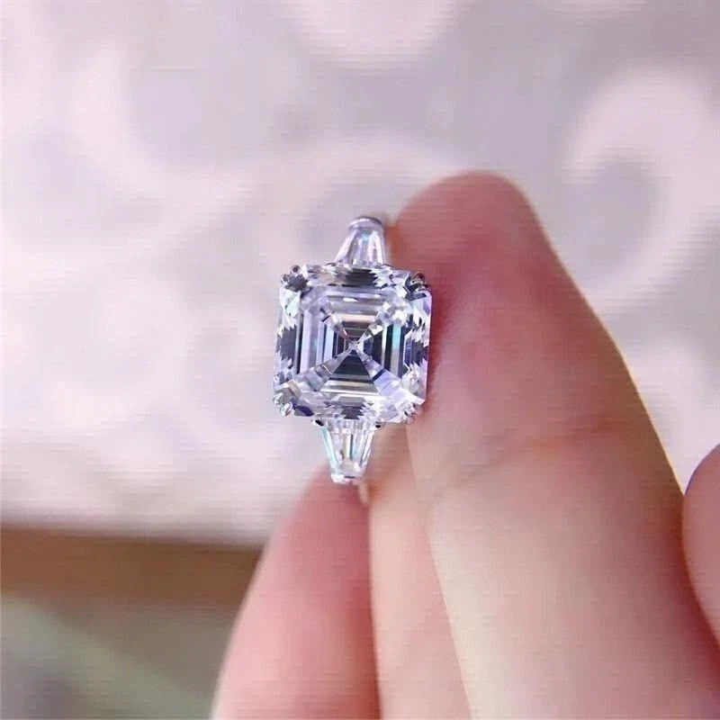 2.5Ct Asscher Cut VVS1 Lab Created Diamond Engagement 14K White Gold Finish Ring