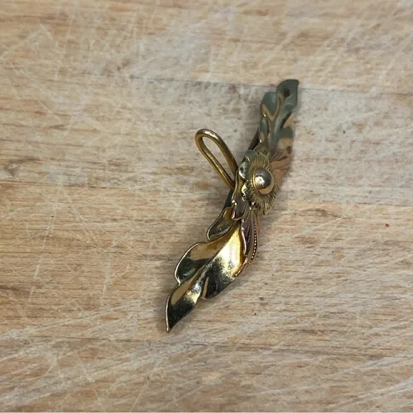 Antique Gold Floral Leaf Convertible Pendant Brooch