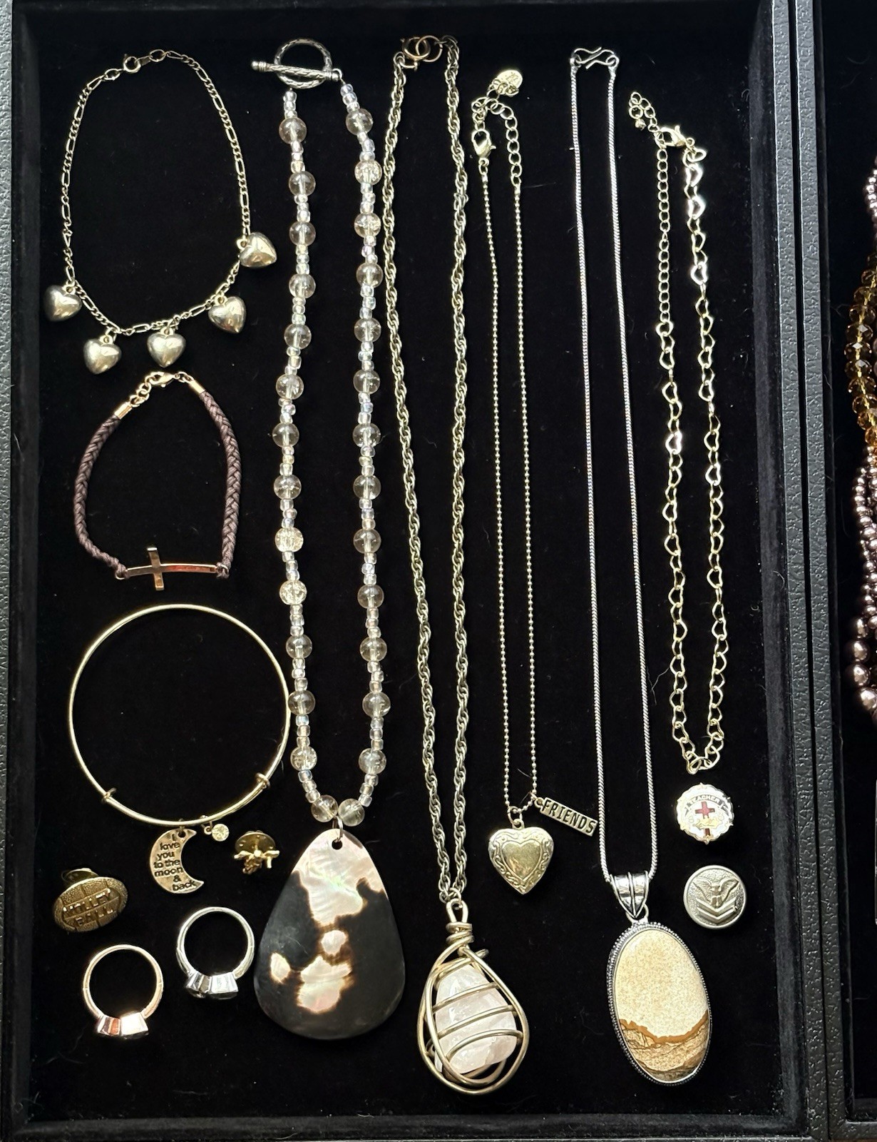 VTG Modern Mix Jewelry Lot Natural Stones Gold Tone Rhinestones All Wearable