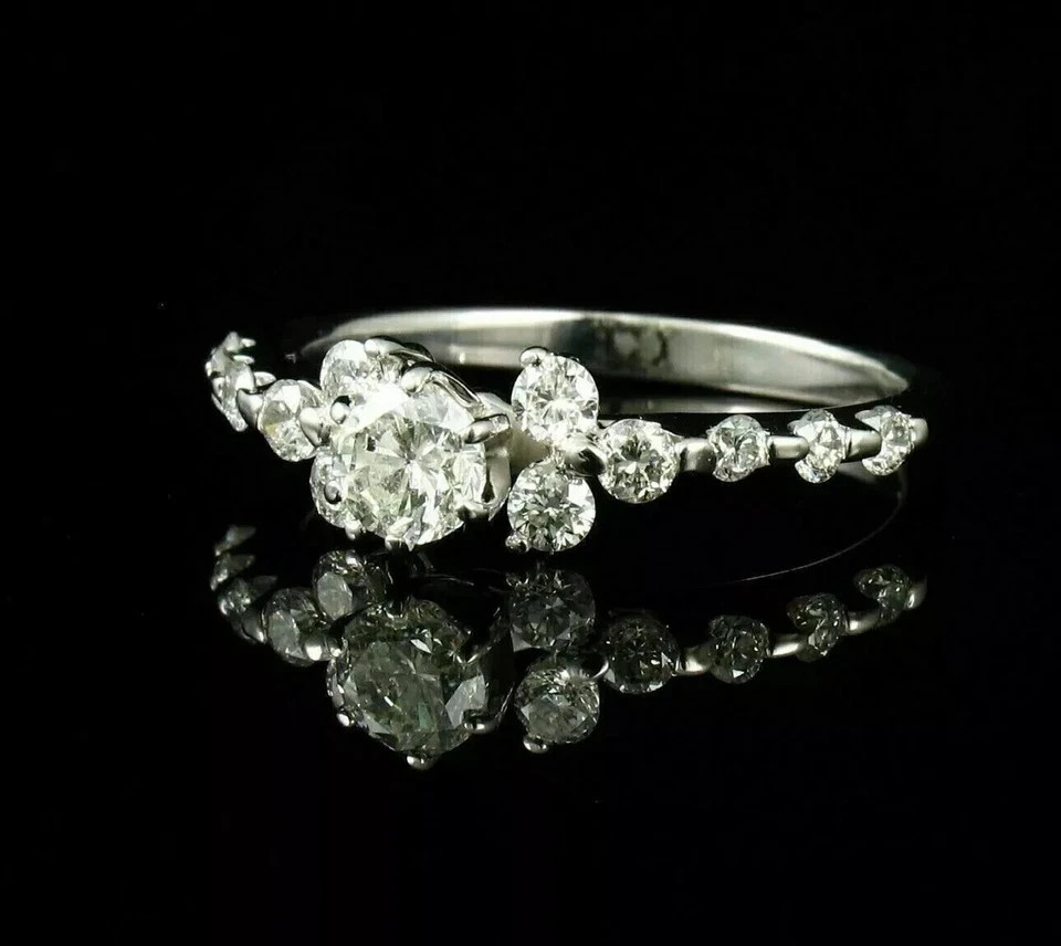Art Deco Style Round Cut Lab Created Diamond 925 Silver Women’s Anniversary Ring
