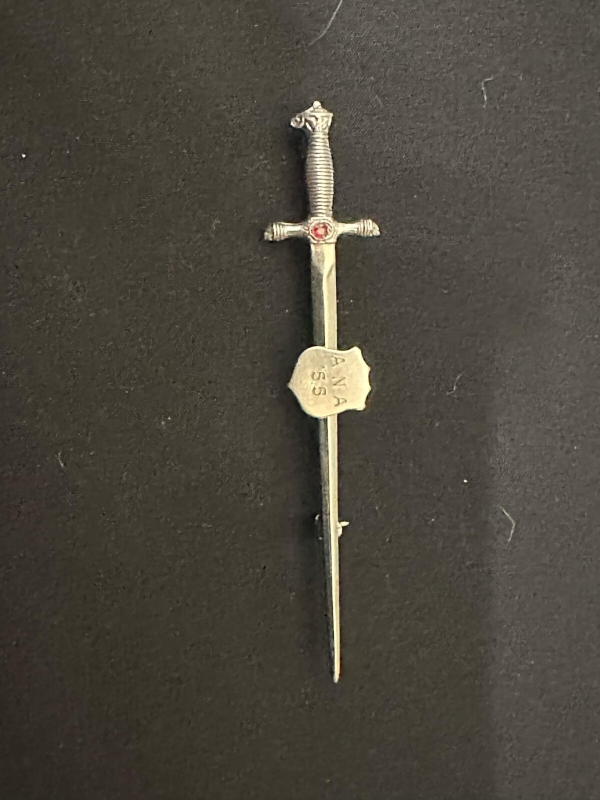 Vintage Sterling Silver Sword Pin W Crest Sign A.N.A 55