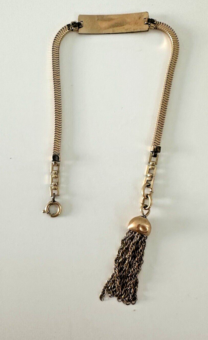 ACo ID Bracelet 1/20th 12k Gold Tassel Engraved JANET Filled 7″ Vintage