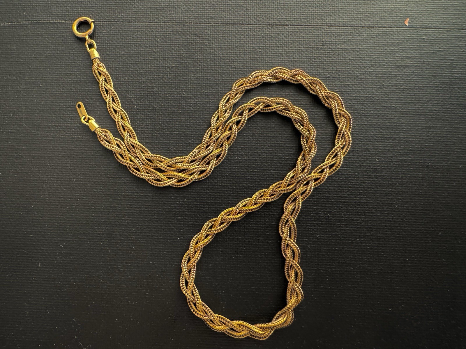 Vintage Mid-Century 12k Gold Filled Braided Collar Necklace 18in