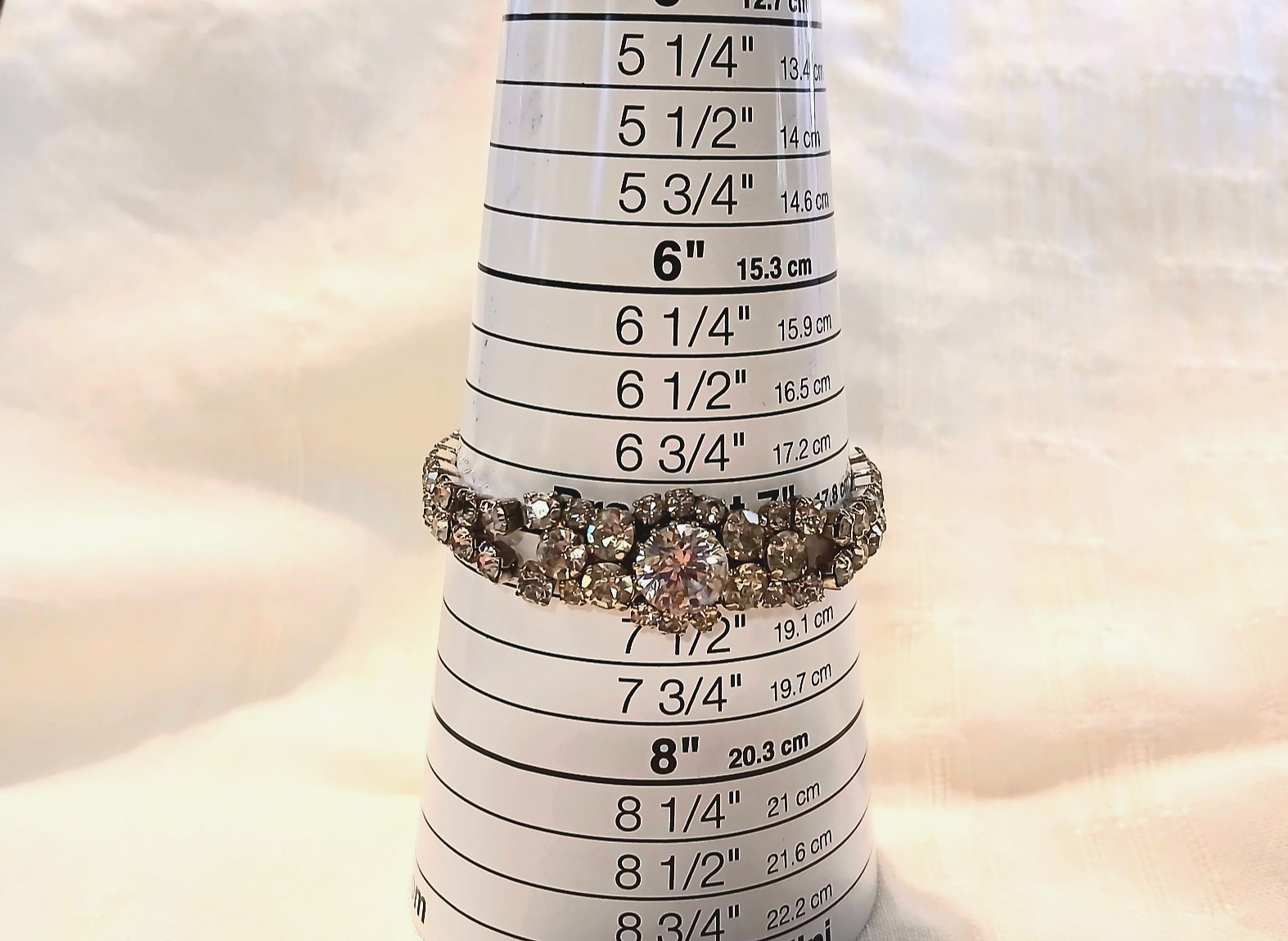 Vintage Austria 2-Layer Crystal Bracelet Bright Clear Crystals Signed Austria 7″