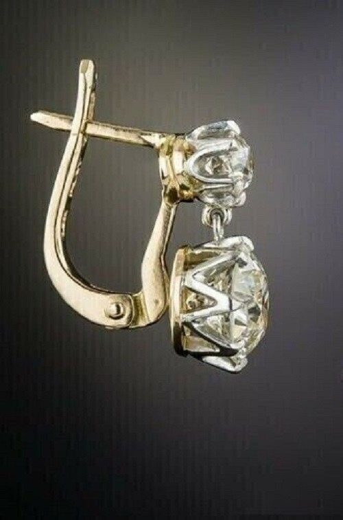 3Ct Art Deco Style Round Diamond Drop Dangle Engagement 14K Gold Finish Earrings