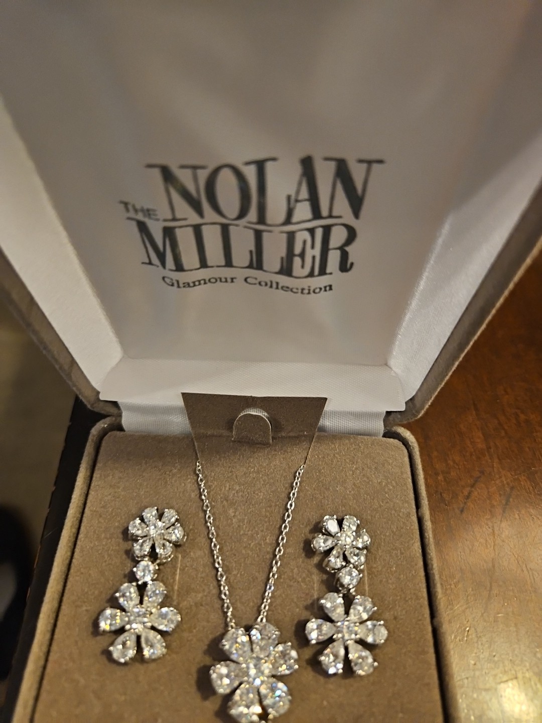 Nolan Miller Ideal Rhinestone Pendant Necklace and Pierced Earrings Set