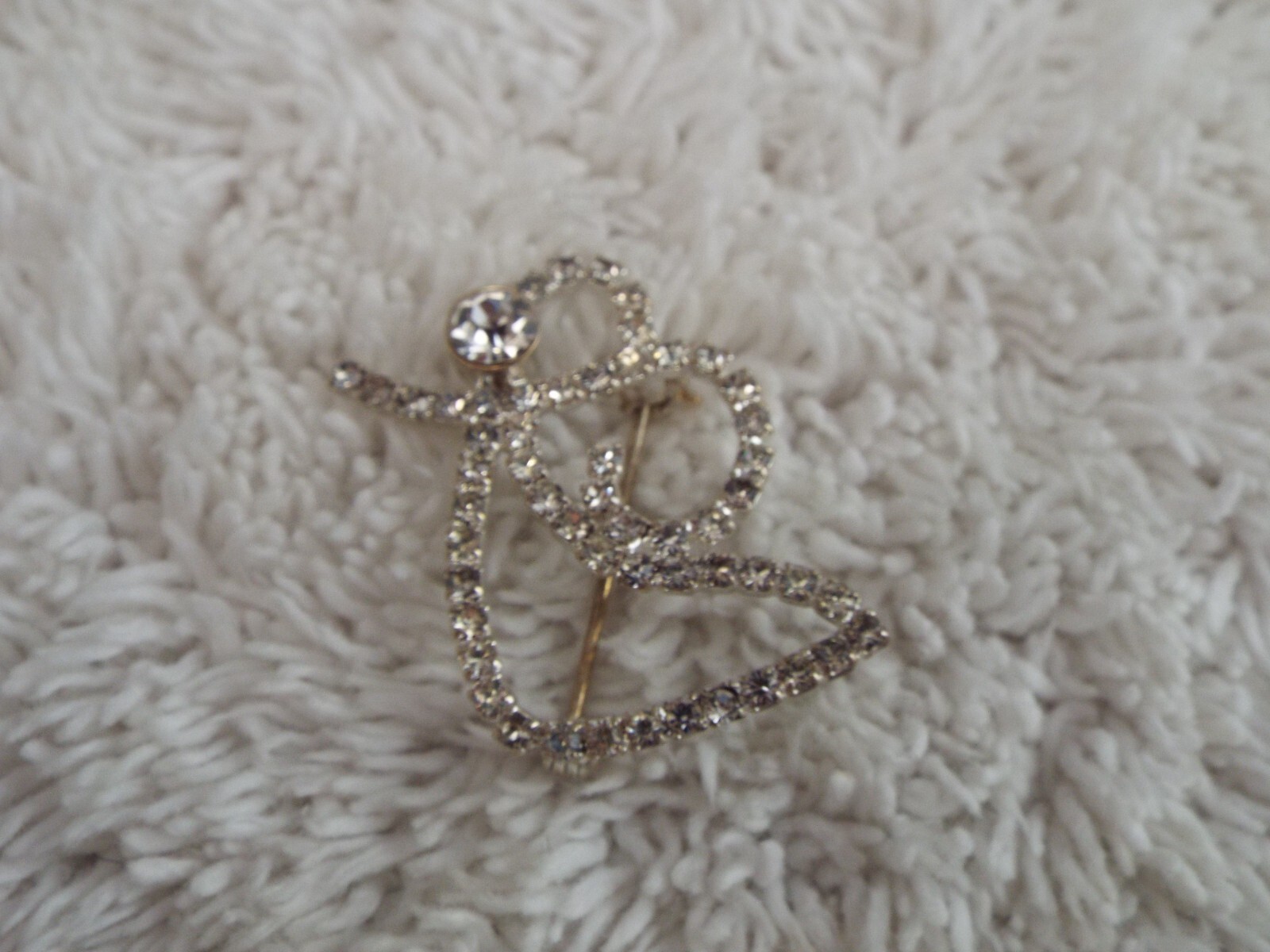Silvertone Rhinestone Angel Pin (F47)