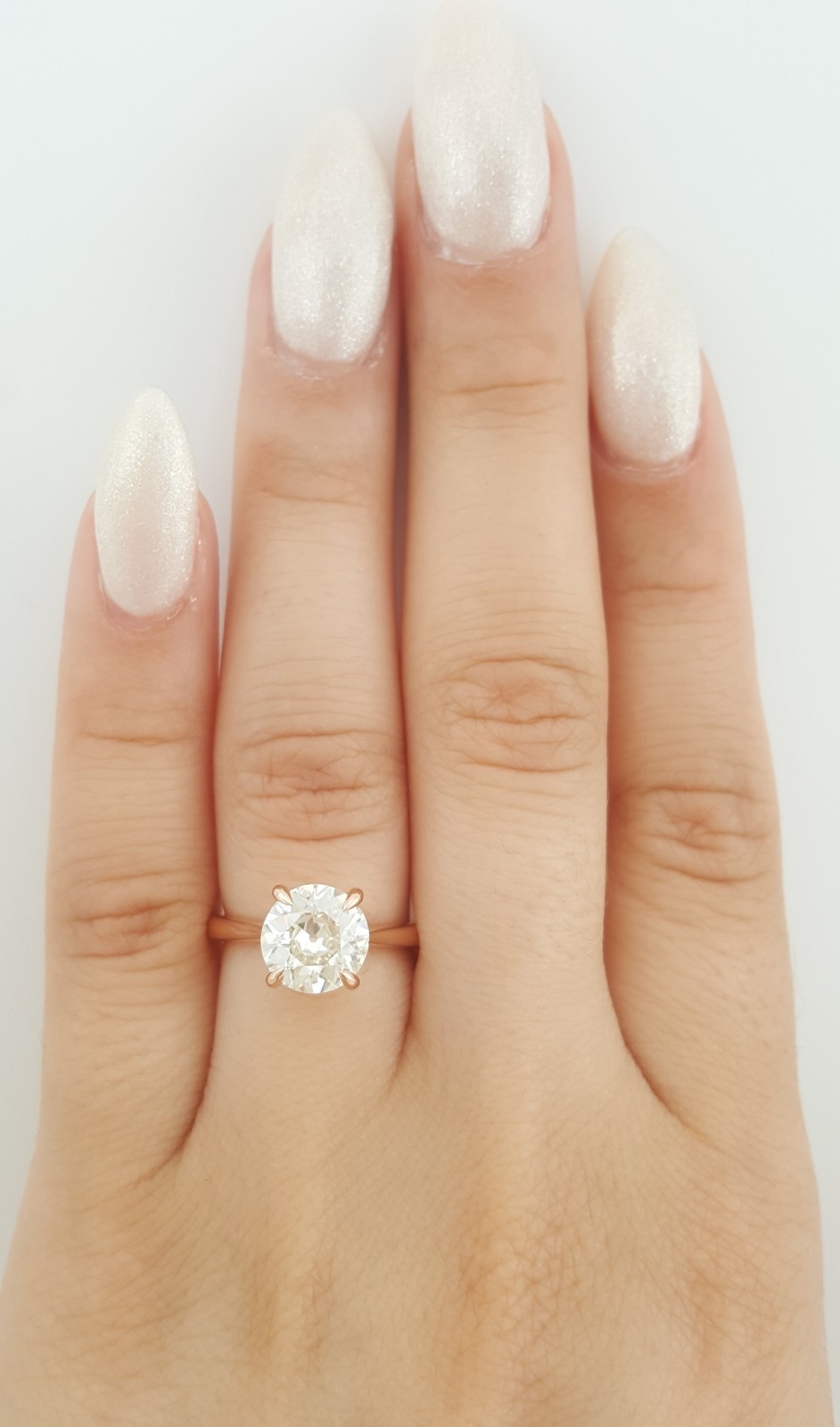 Antique Old European Cut Diamond Solitaire Engagement Ring 1.75 ct 14k Rose Gold