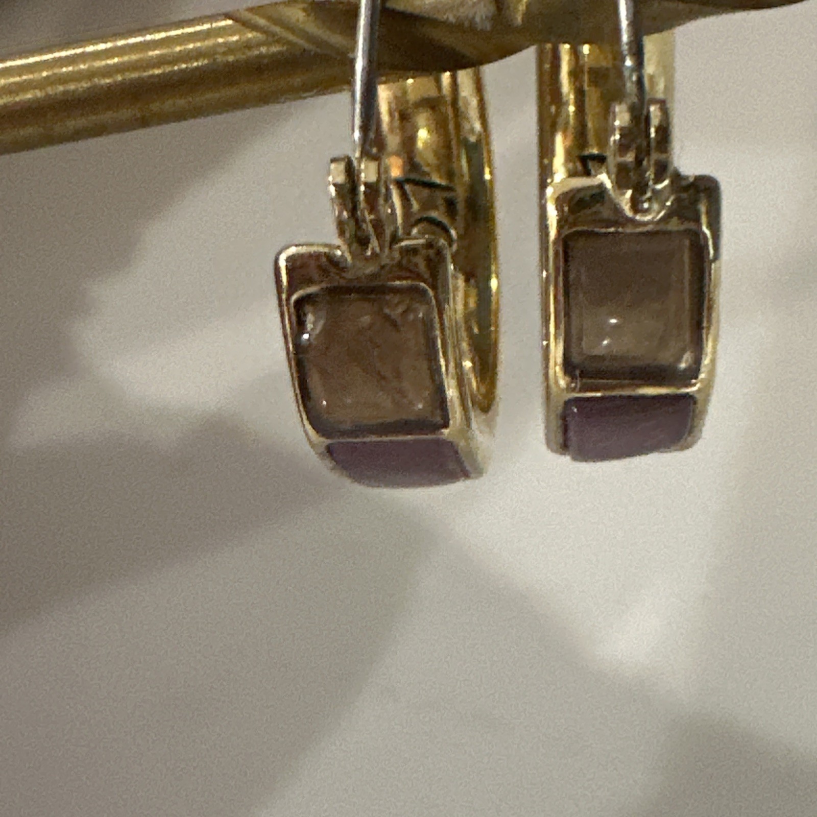 Liz Claiborne “LC” Signed Multi-Colored Glass Stone Gold Hoop Earrings VTG