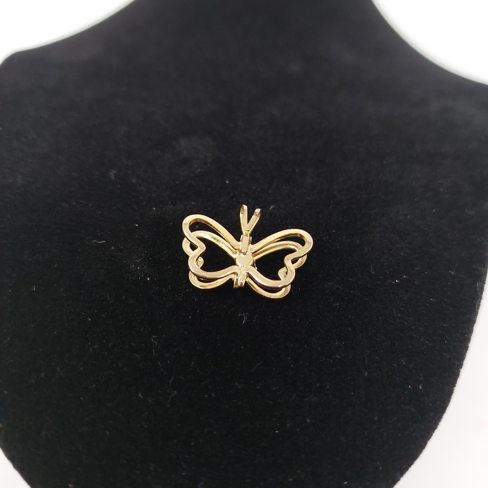 Gold Tone Clear Rhinestone Butterfly Pendant Jewelry Costume