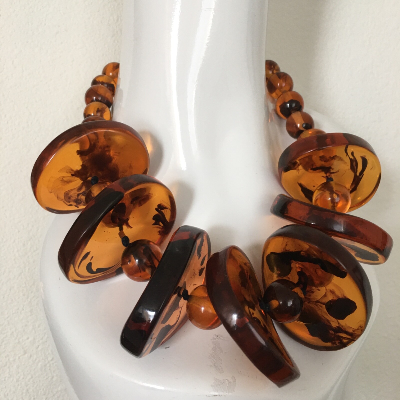 Anthropologie Amber Resin Statement Necklace