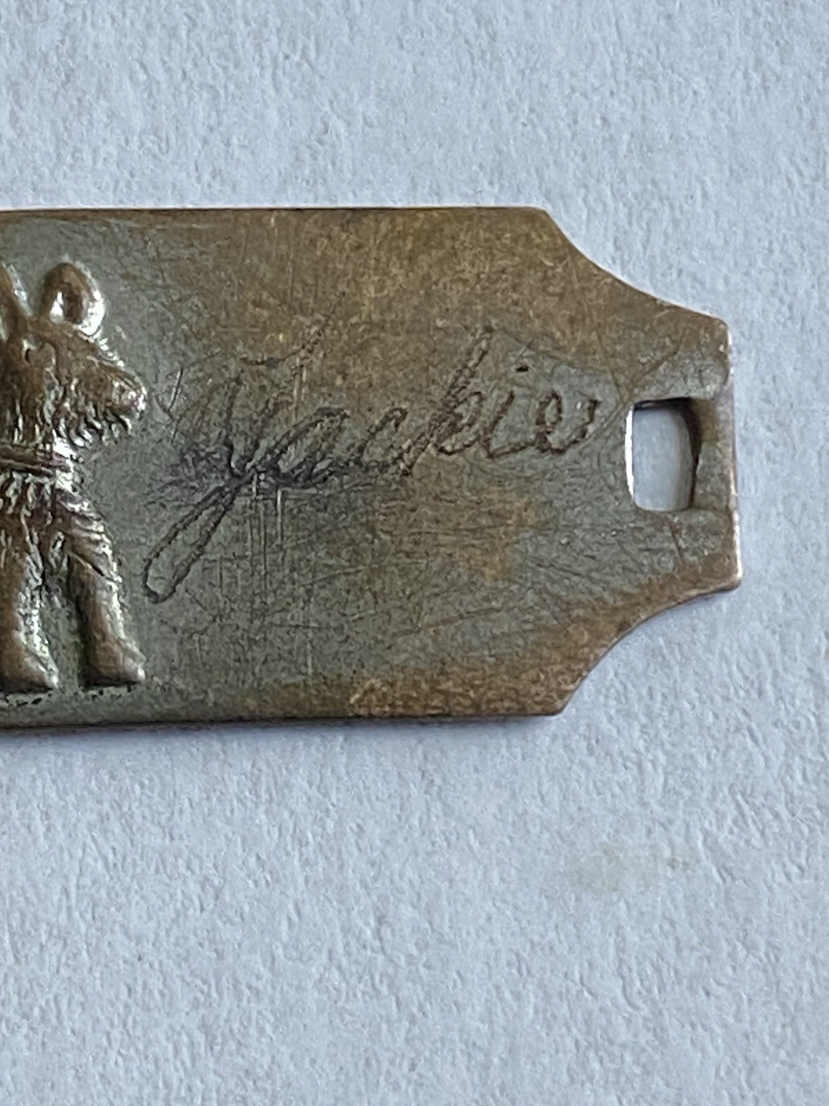 Vintage Jackie Engraved Scotty Dog Tag Bracelet Link Puppy ID Scottish Terrier