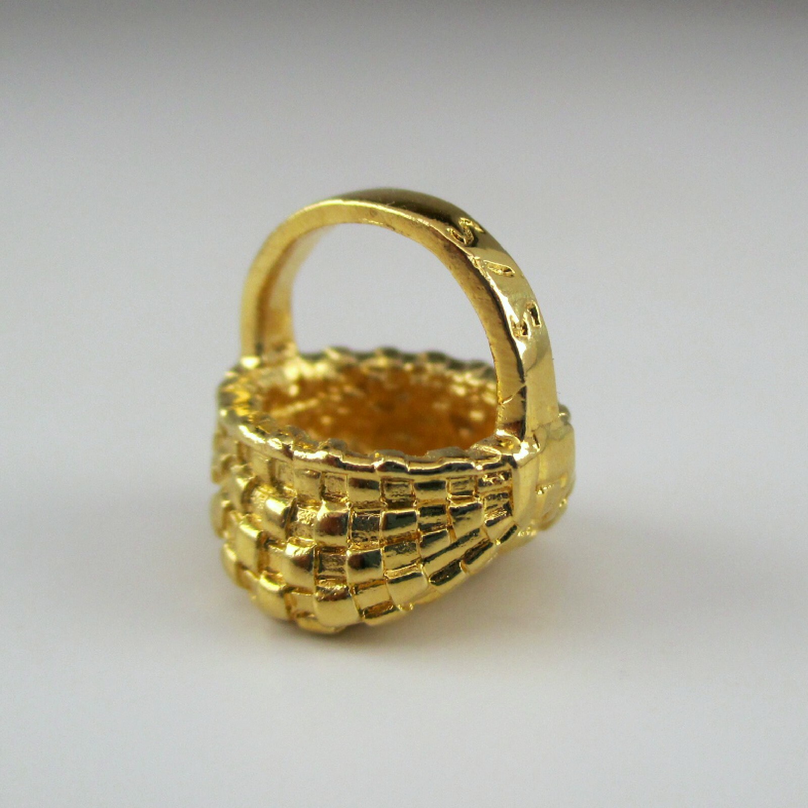 Gold Vermeil EGG BASKET Charm for Bracelet BROWN COUNTY Sterling Silver NEW Old
