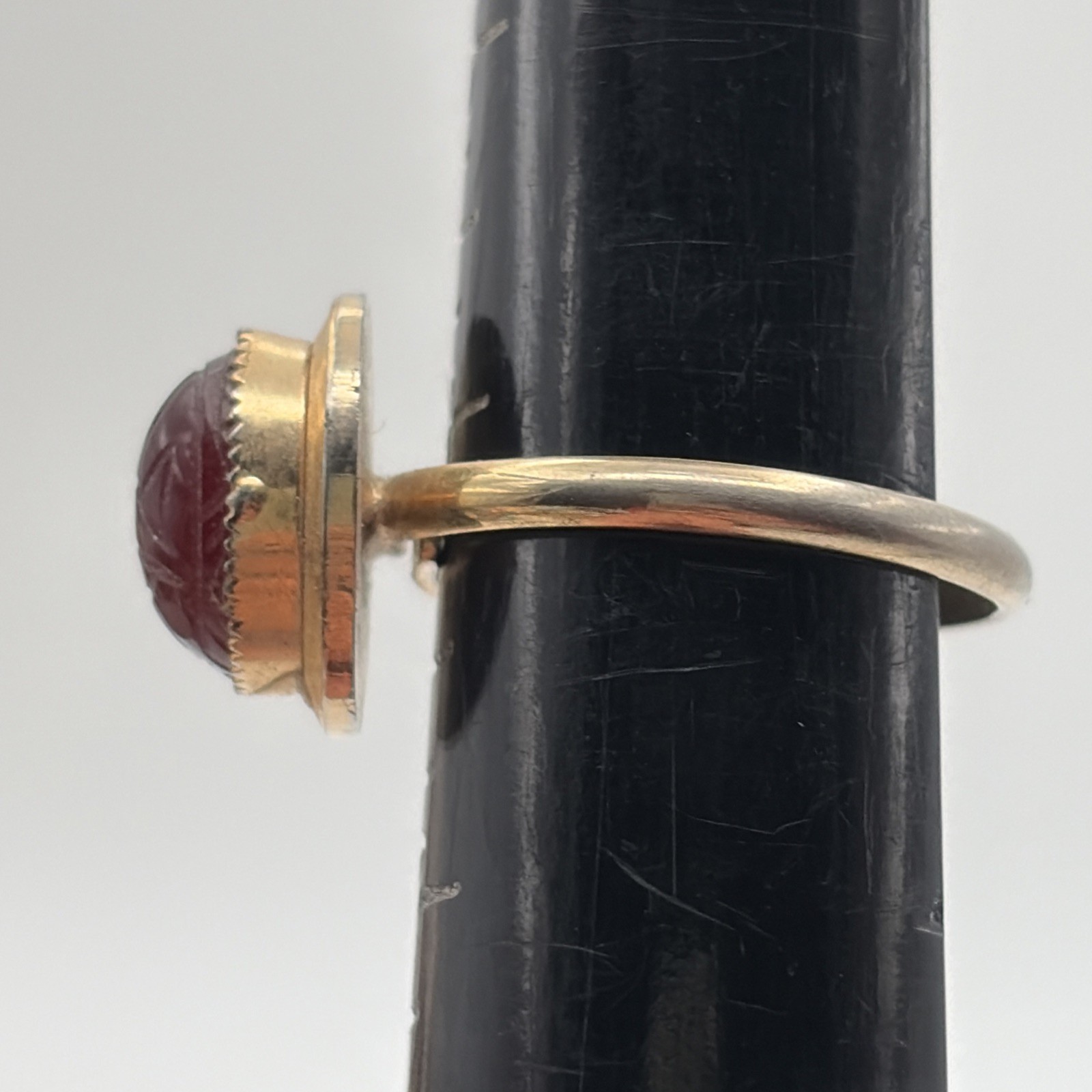 Vintage Scarab Egyptian Red 12k Gold Filled Adjustable Ring