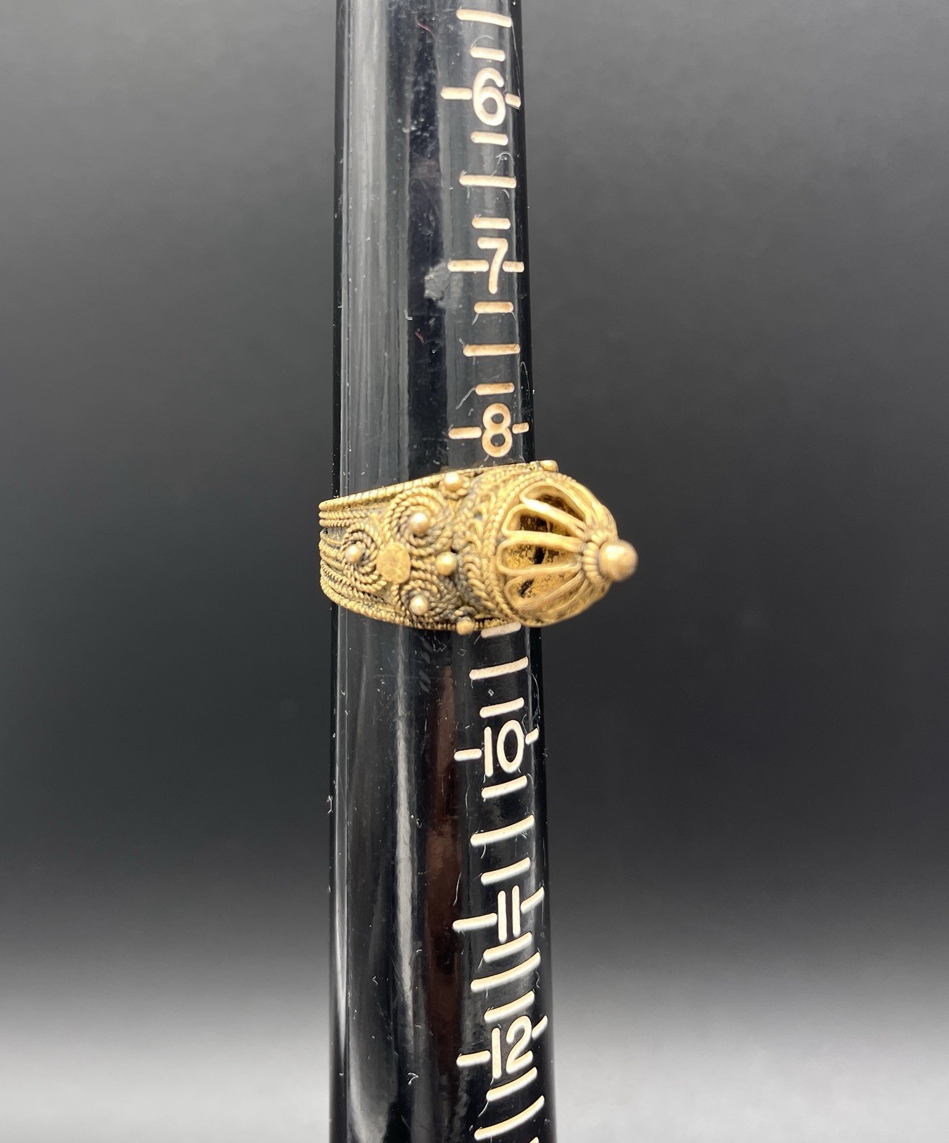 Vintage Maskit Israel Gilt Silver Yemenite Wedding Ring Lattice Filigree Dome 8.