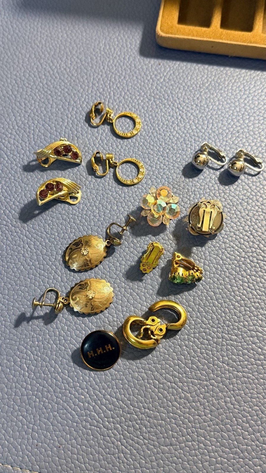 Vintage Clip-On and Screw-Back Earring Lot with Enamel Pin