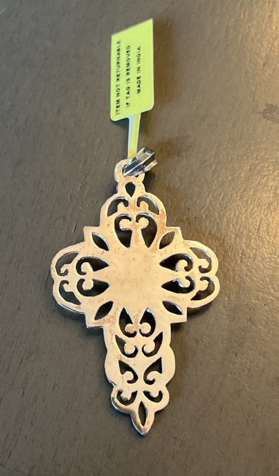Sterling Silver Cameo cross pendant