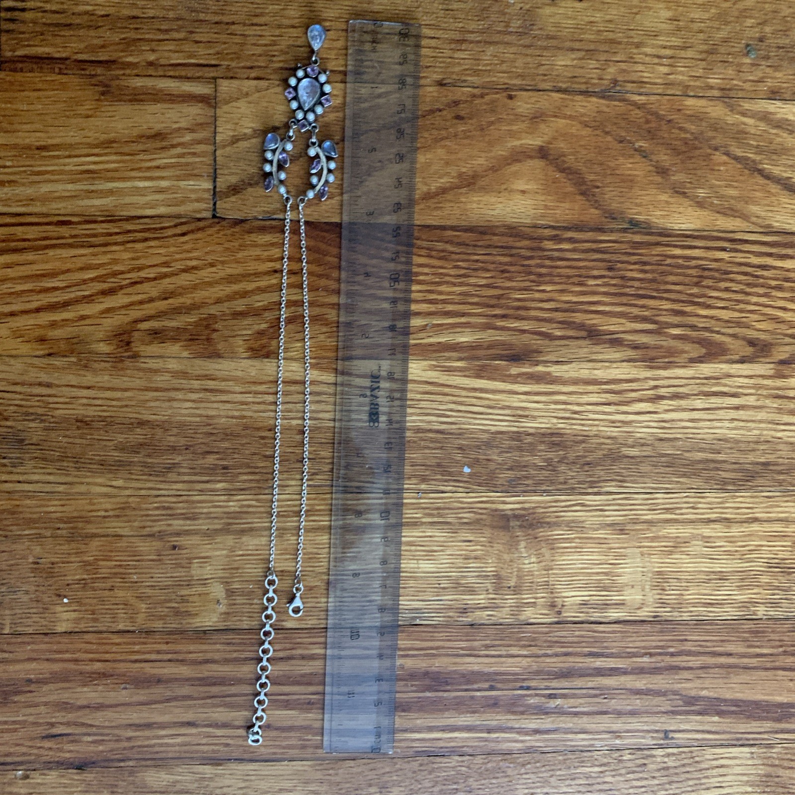 Sterling multi gem necklace vintage made in India. rare. Amethyst, moonstone