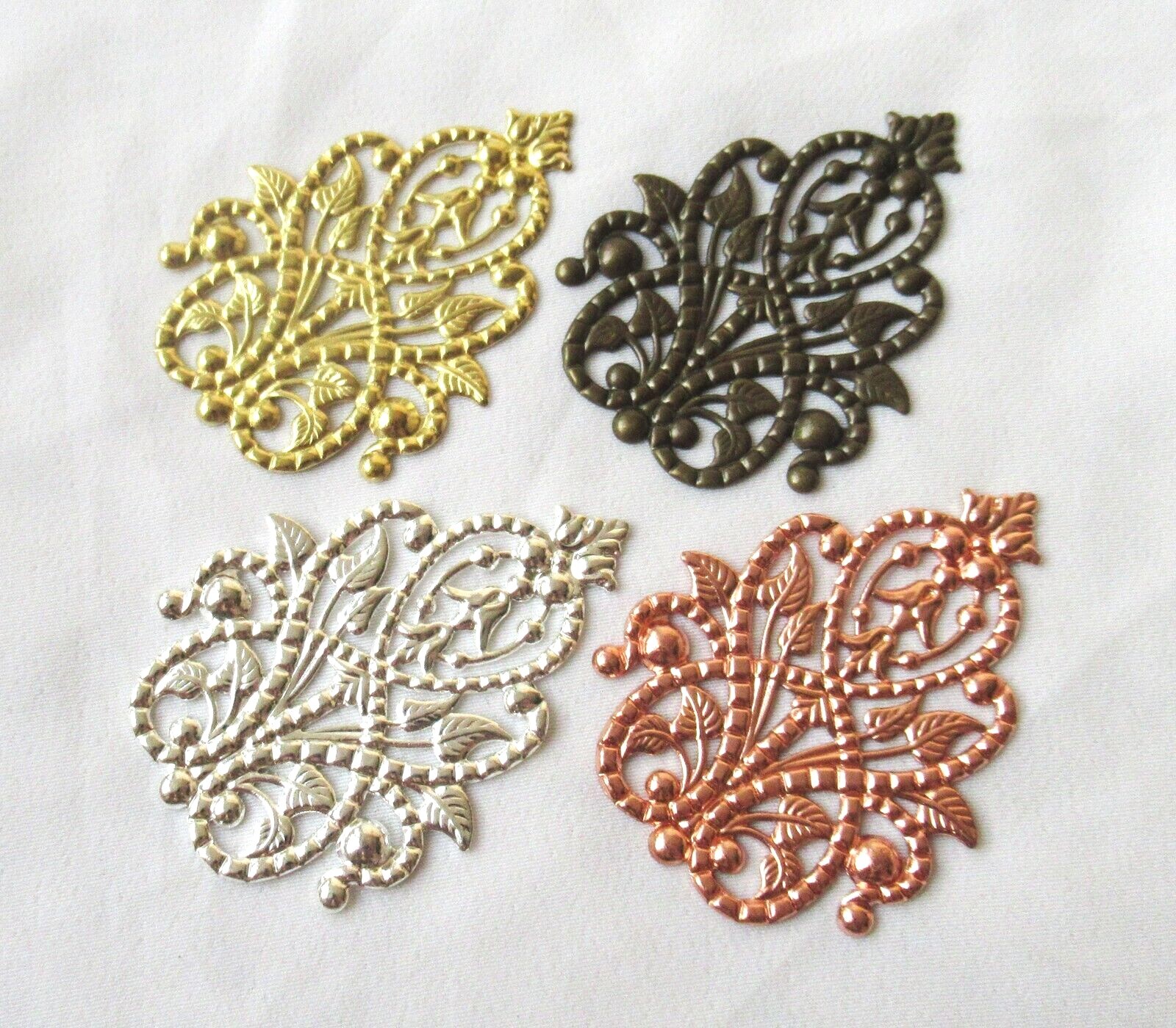 20pcs Brass Stamping 35x48mm Plated Filigree Decorative Findings for DIY Crafts