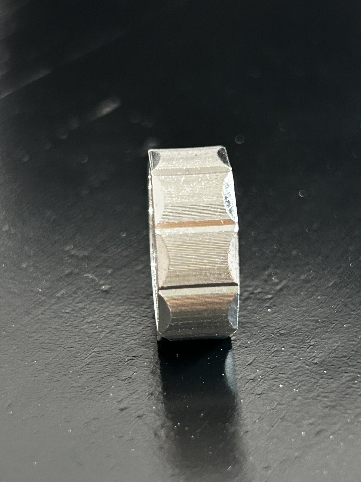 Ring Sterling Size 7 Sliver Square Block Band Rectangle Cut Carve Vintage