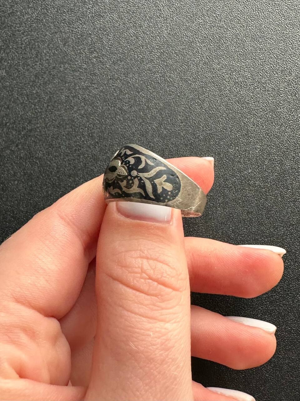 Vintage Soviet Silver Ring Kubachi Antique USSR 875 standard Size 18.5 (8.5)