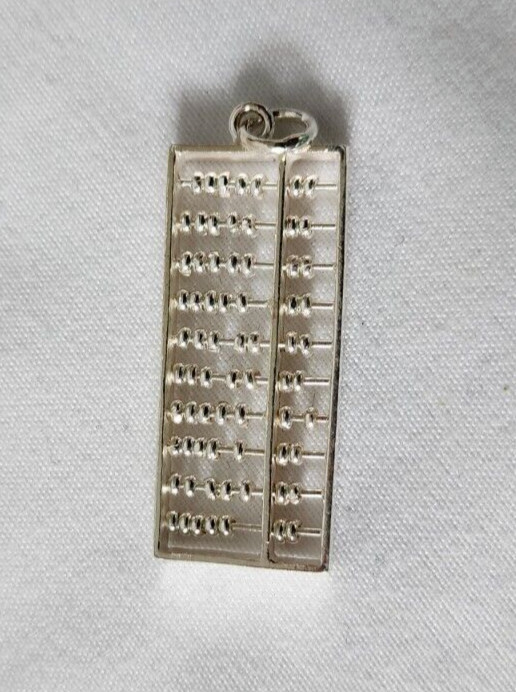 Sterling Silver 925 Moveable Beads Abacus Traditional Design Pendant Charm NEW