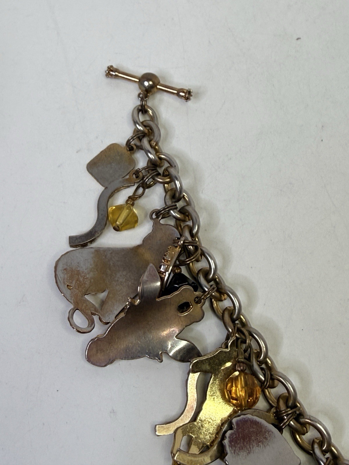 Lunch at the Ritz Signed Charm Bracelet Enamel Zoo Animals Toggle & Loop READ