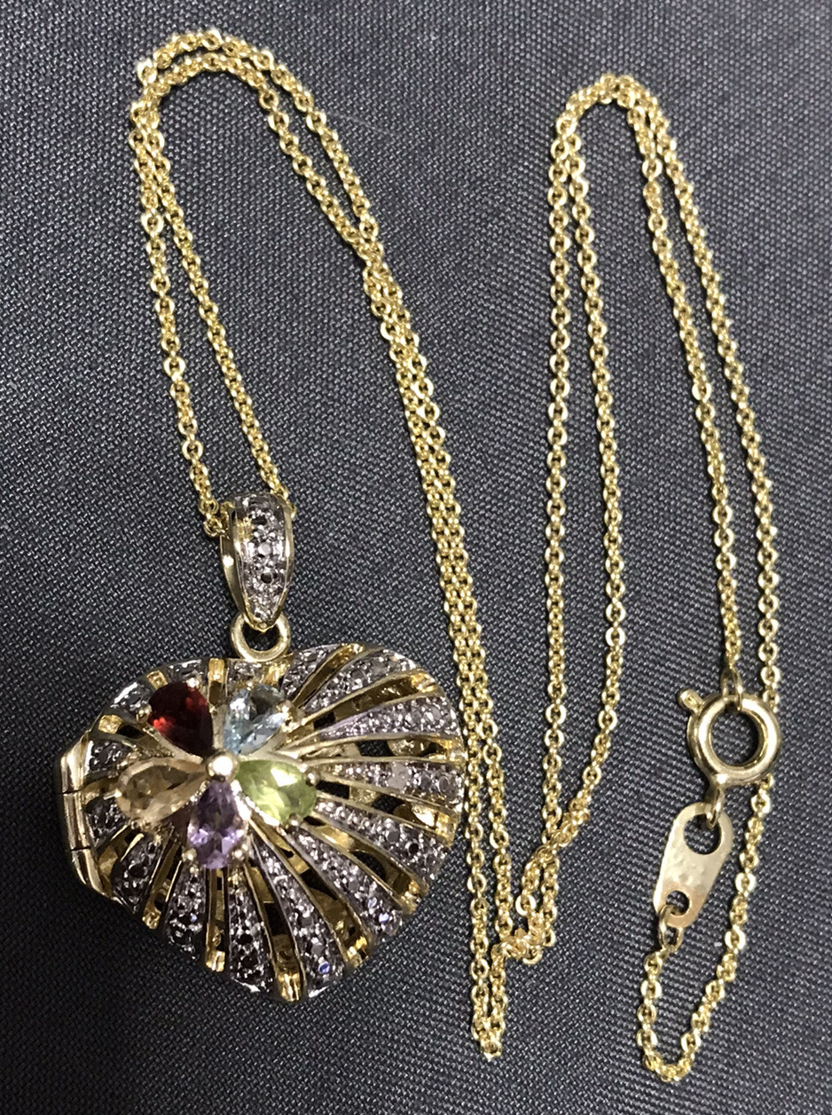 Sterling Silver 925 Gold Vermeil Heart Locket 18” Necklace