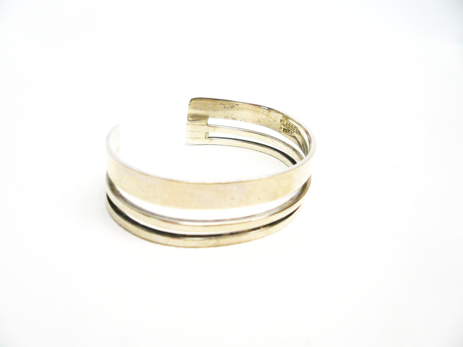 Designer Signed Klassen Contemporary Modernist Sterling Silver Cuff Bracelet