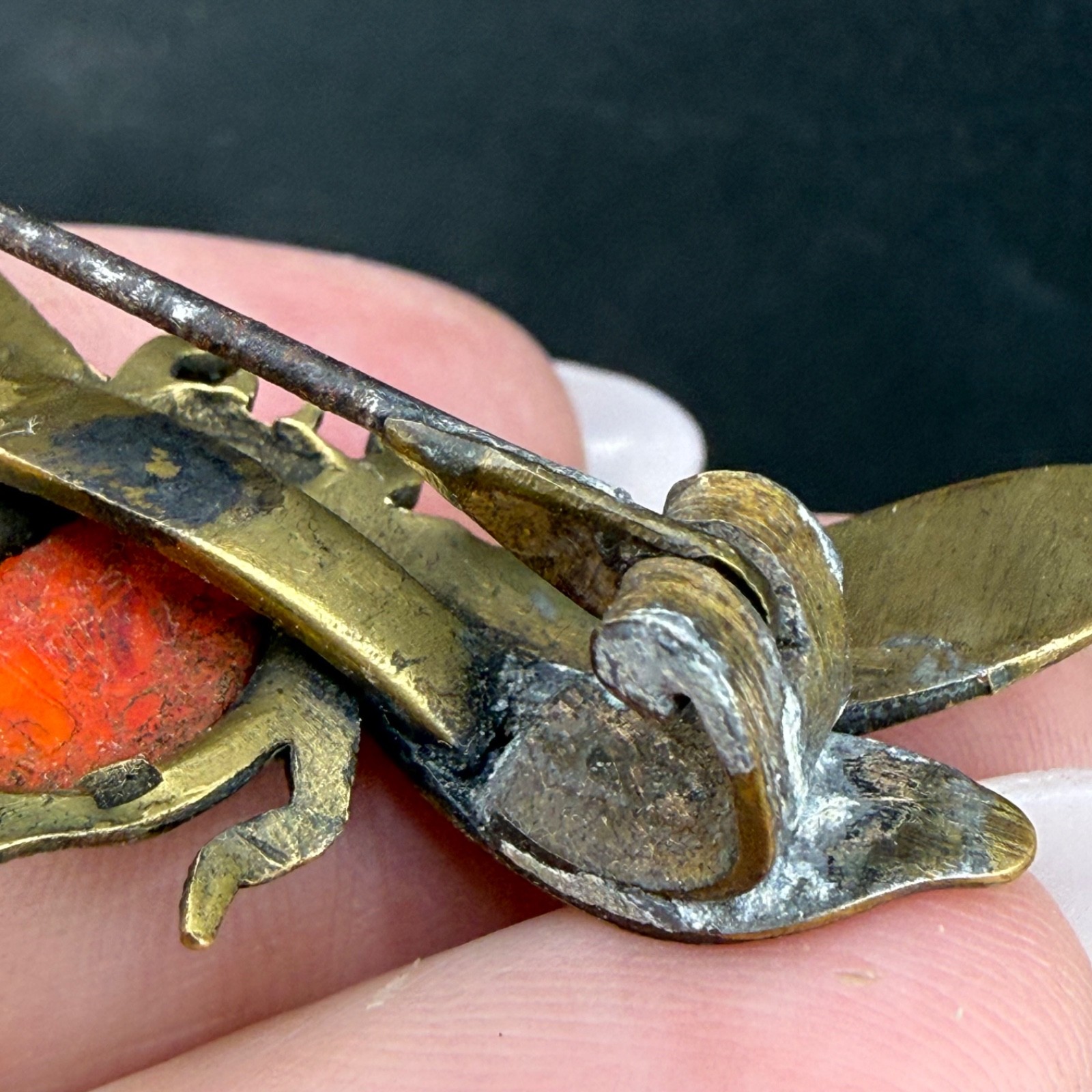 Vintage Dragonfly Brooch Gold Tone Insect Old