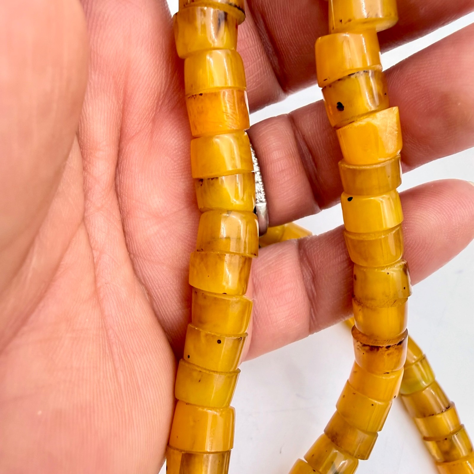 Vintage Tibetan Butterscotch Amber Resin Necklace 46g Egg Yolk Sherpa Trade Bead