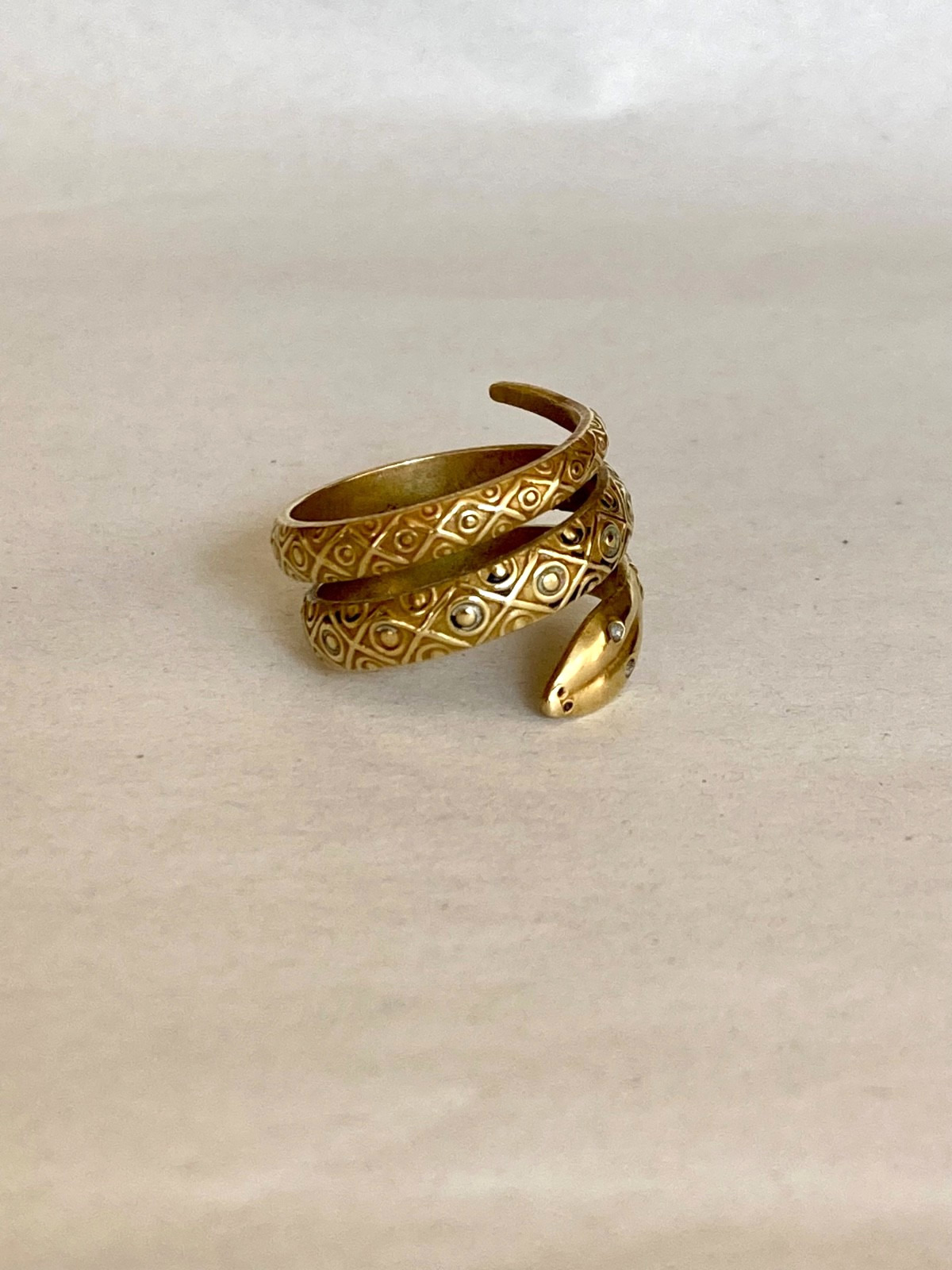 Vintage Gold over brass Coiled Snake Ring – Spain
