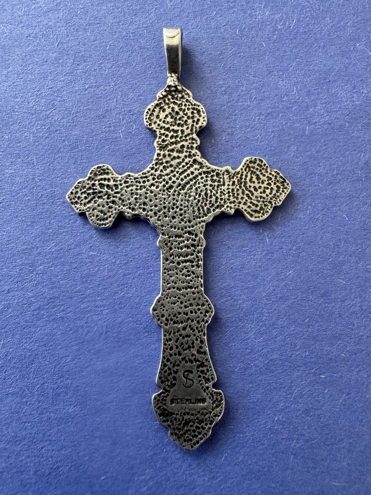 Antique Victorian .925 Sterling Silver Gothic Cross Pendant Ornate Religious
