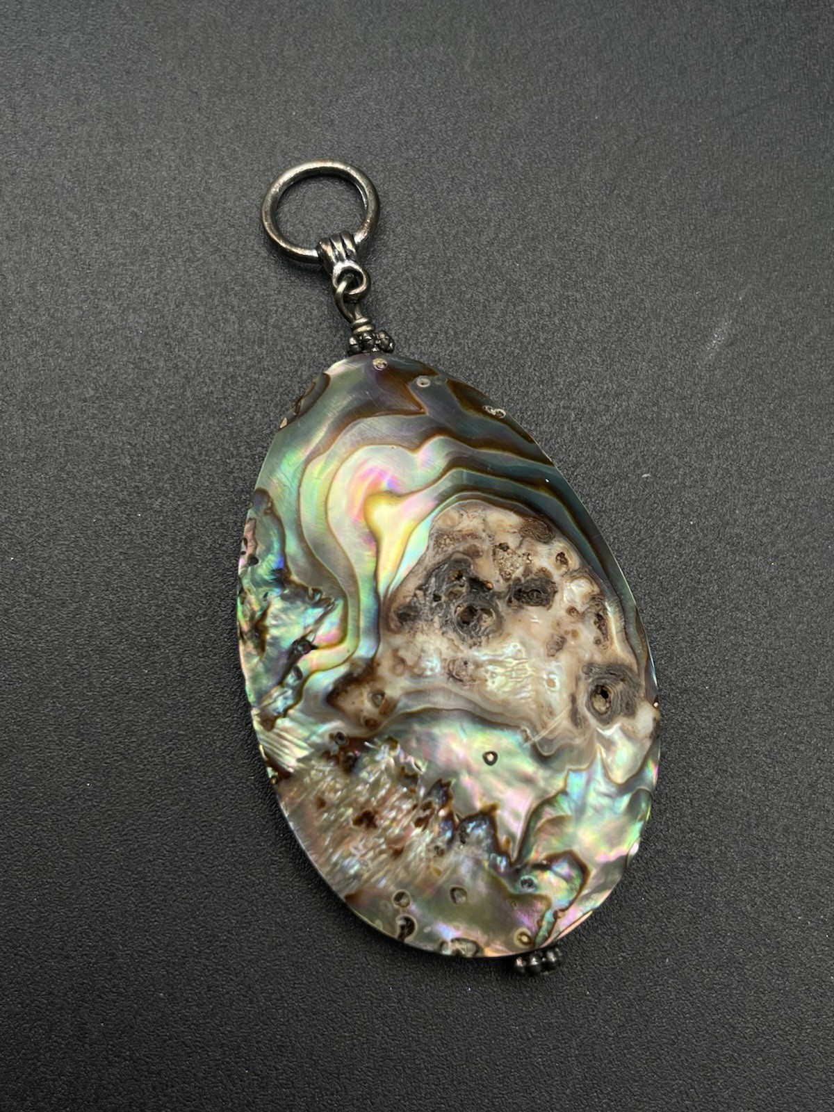 🔥 Vintage Teardrop Abalone Shell Pendant NOS Iridescent