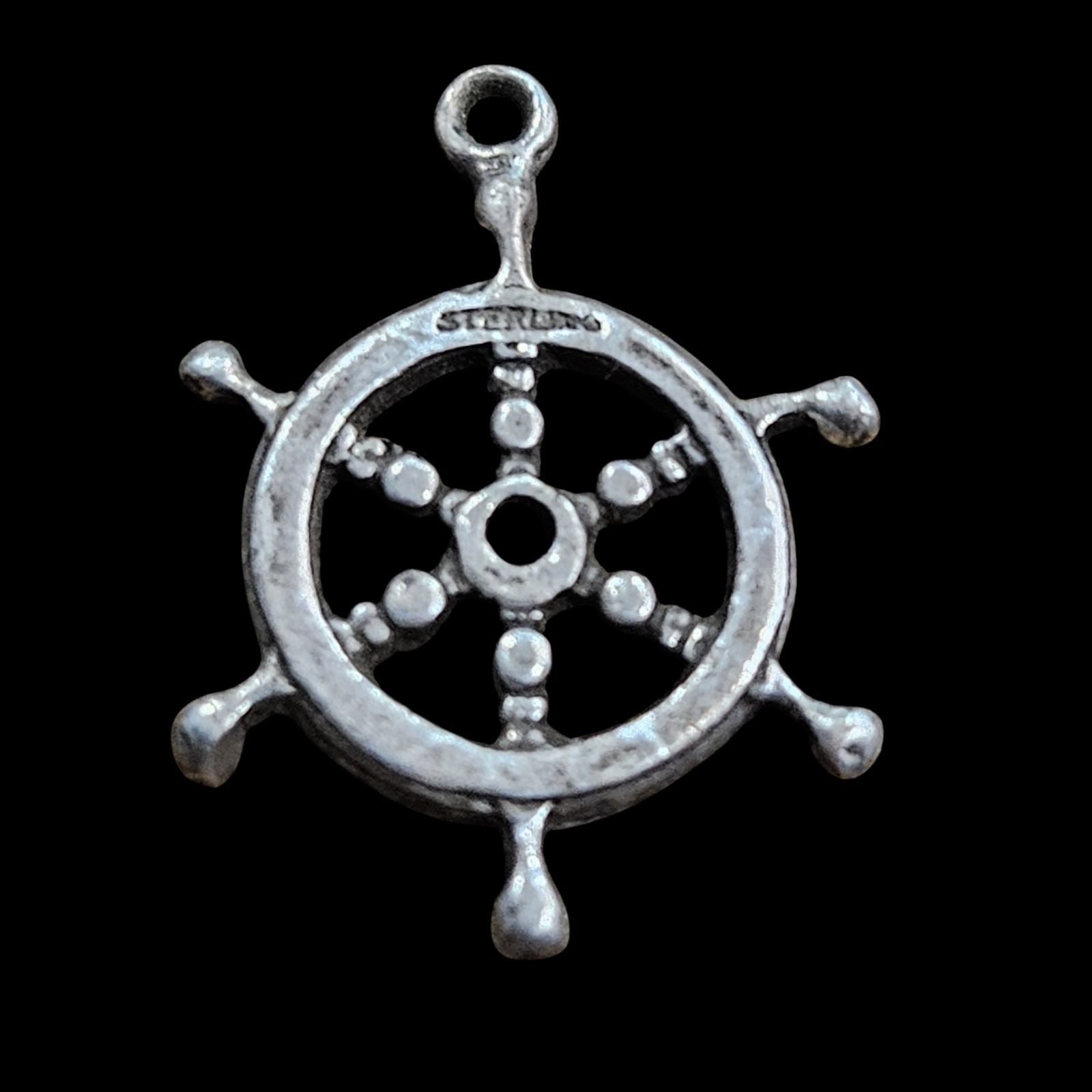 ​Sterling Silver 925 Vintage Ship Wheel Helm Nautical Charm Pendant 3.39g