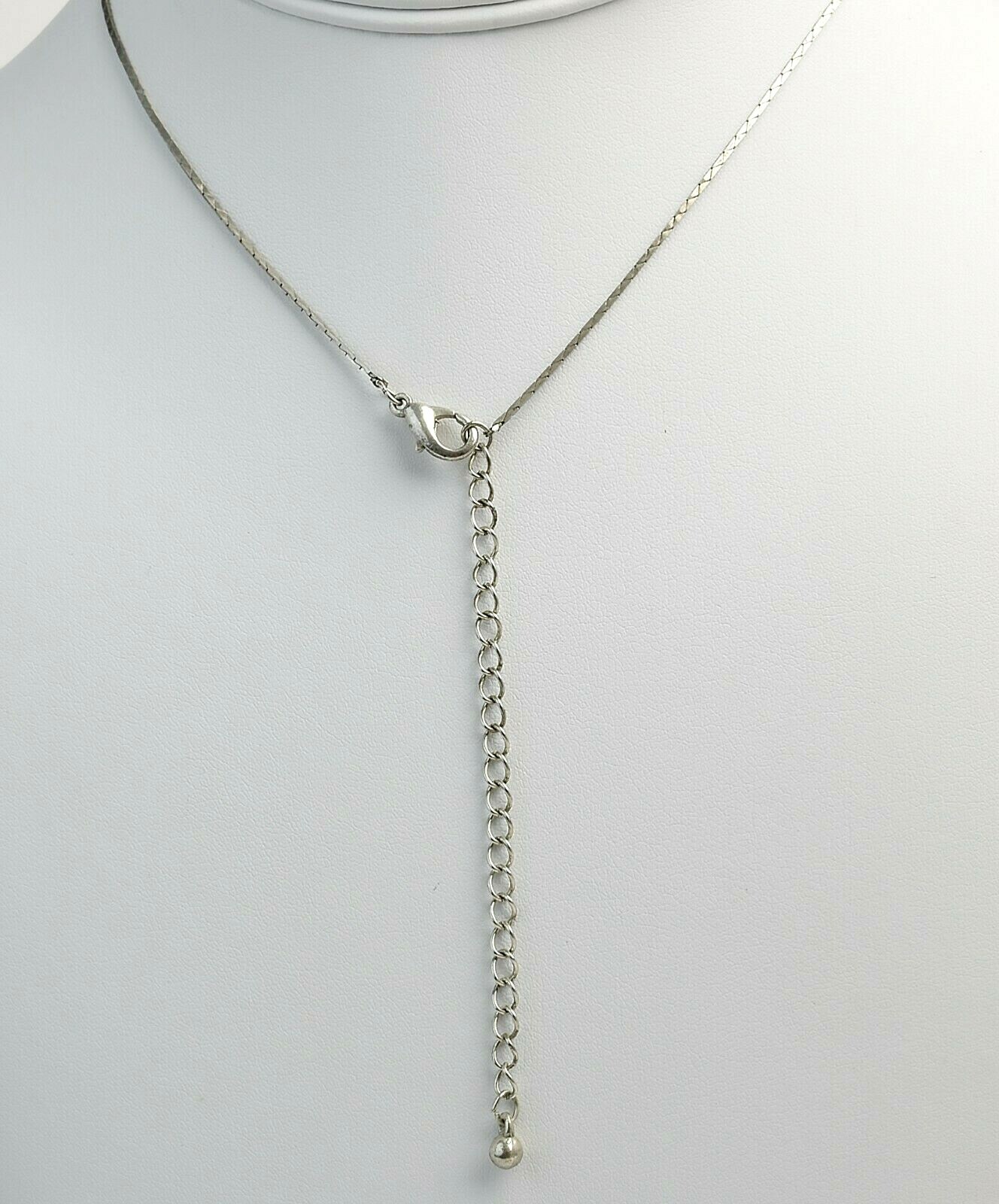 Sterling Silver Box Chain CZ Double Pendant Necklace
