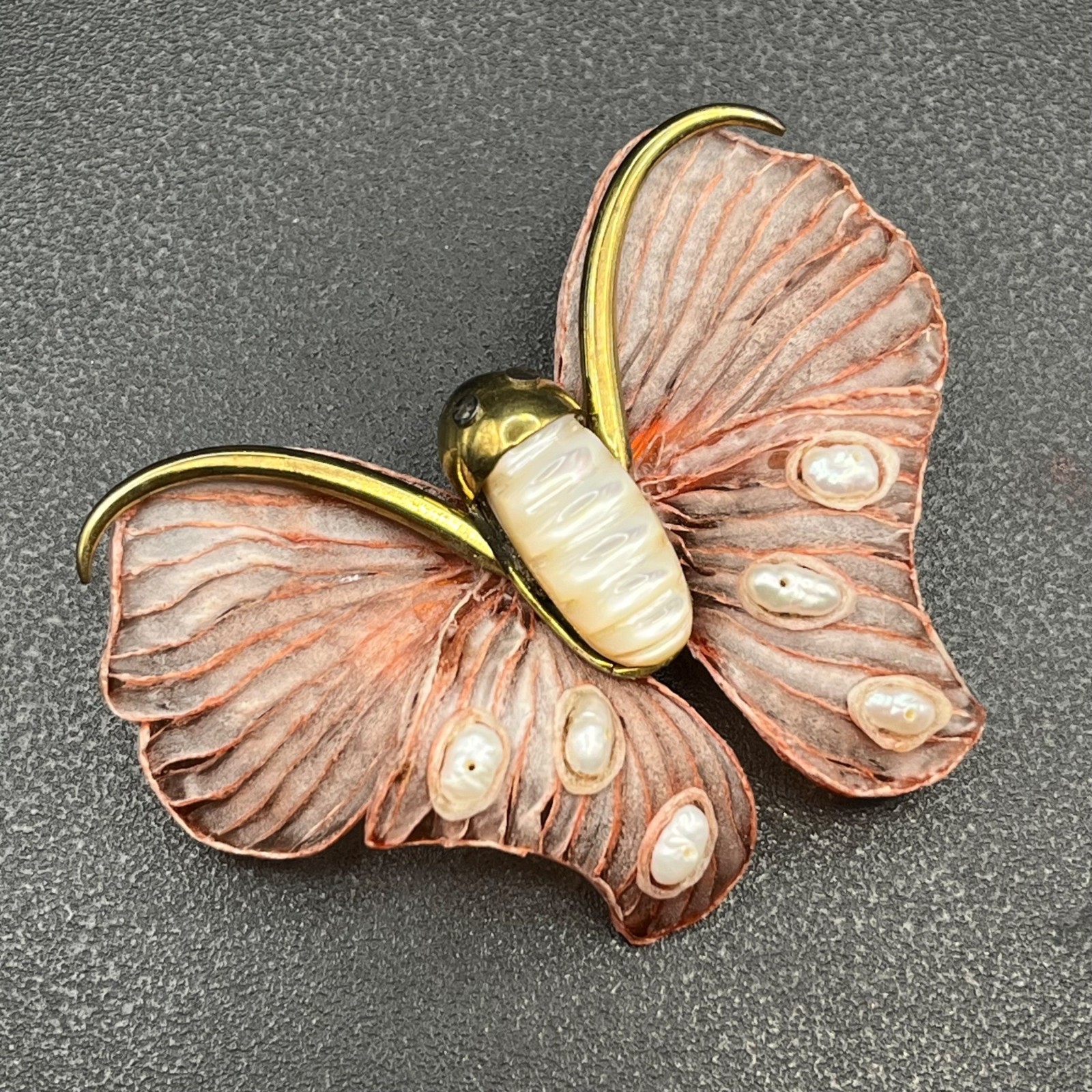 Fabrice Paris Large Butterfly Brooch – Acetate, MOP & Baroque Pearls