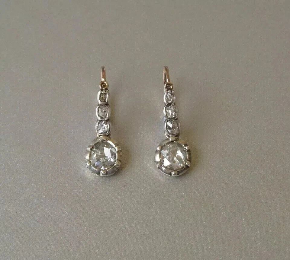 Art Deco Style Round Cut Lab Created Diamond Wedding 14K White Gold FN Earrings