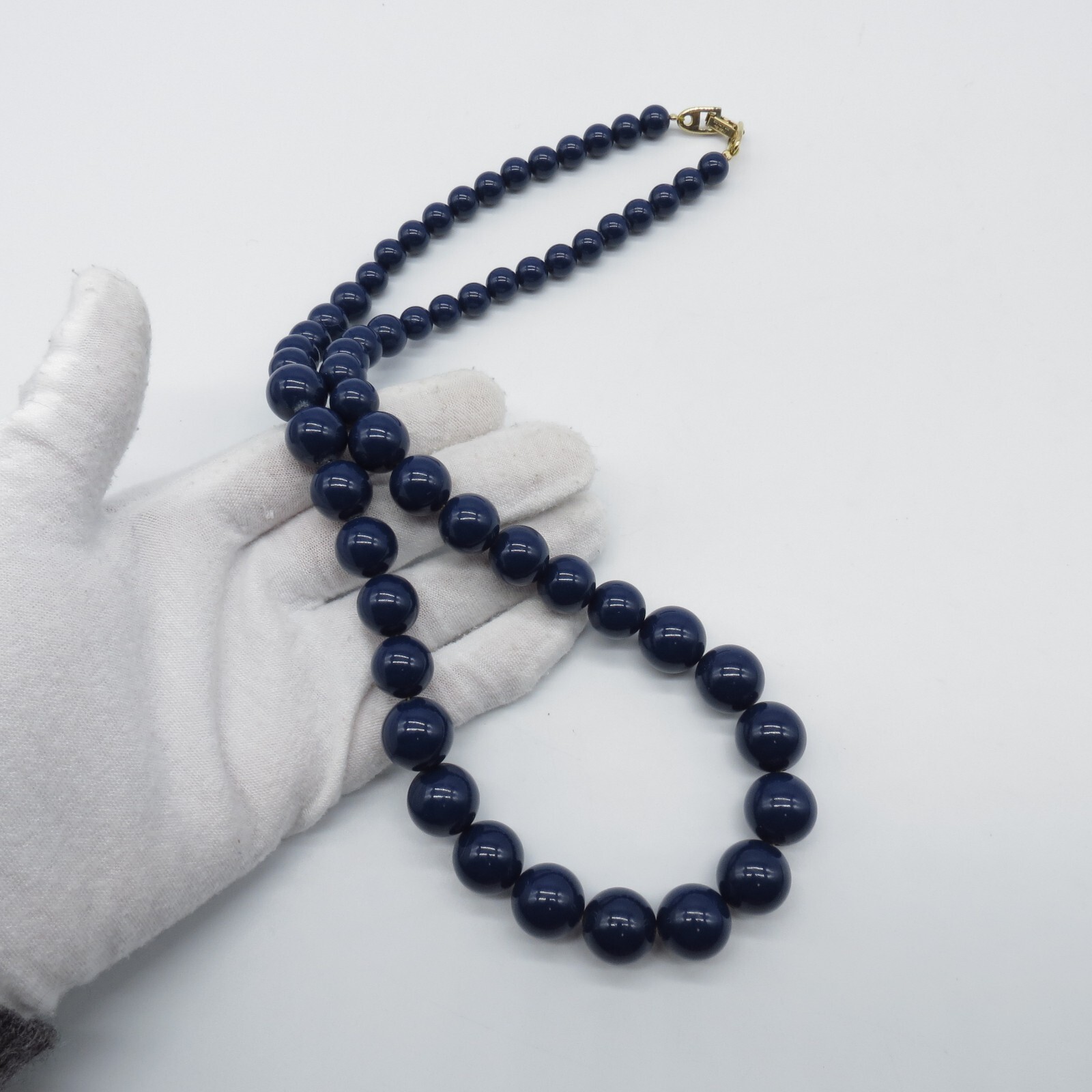 VTG Napier Graduated Beaded Necklace Dark Blue Boho Everyday Wear 24″