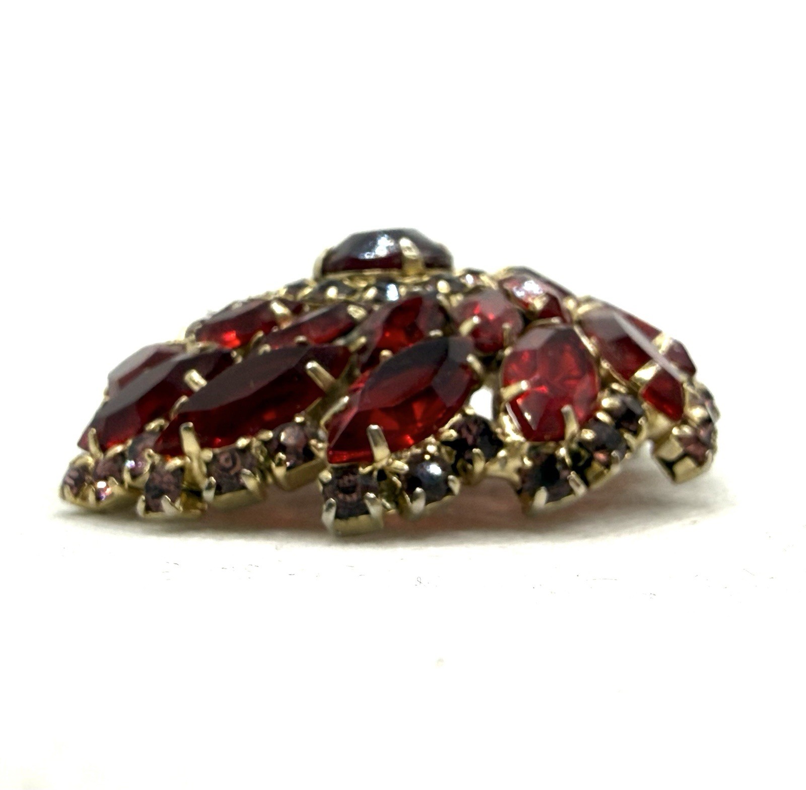 Vintage Juliana? Red Crystal Red AB Brooch Great Condition Large Open Back